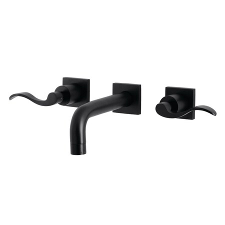 Kingston Brass KS6120DFL Two-Handle Wall Mount Bathroom Faucet, Matte Black KS6120DFL